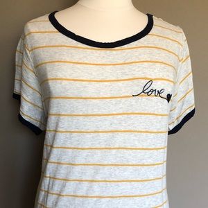 Torrid Yellow Striped Love Tee, Size 4 NWOT